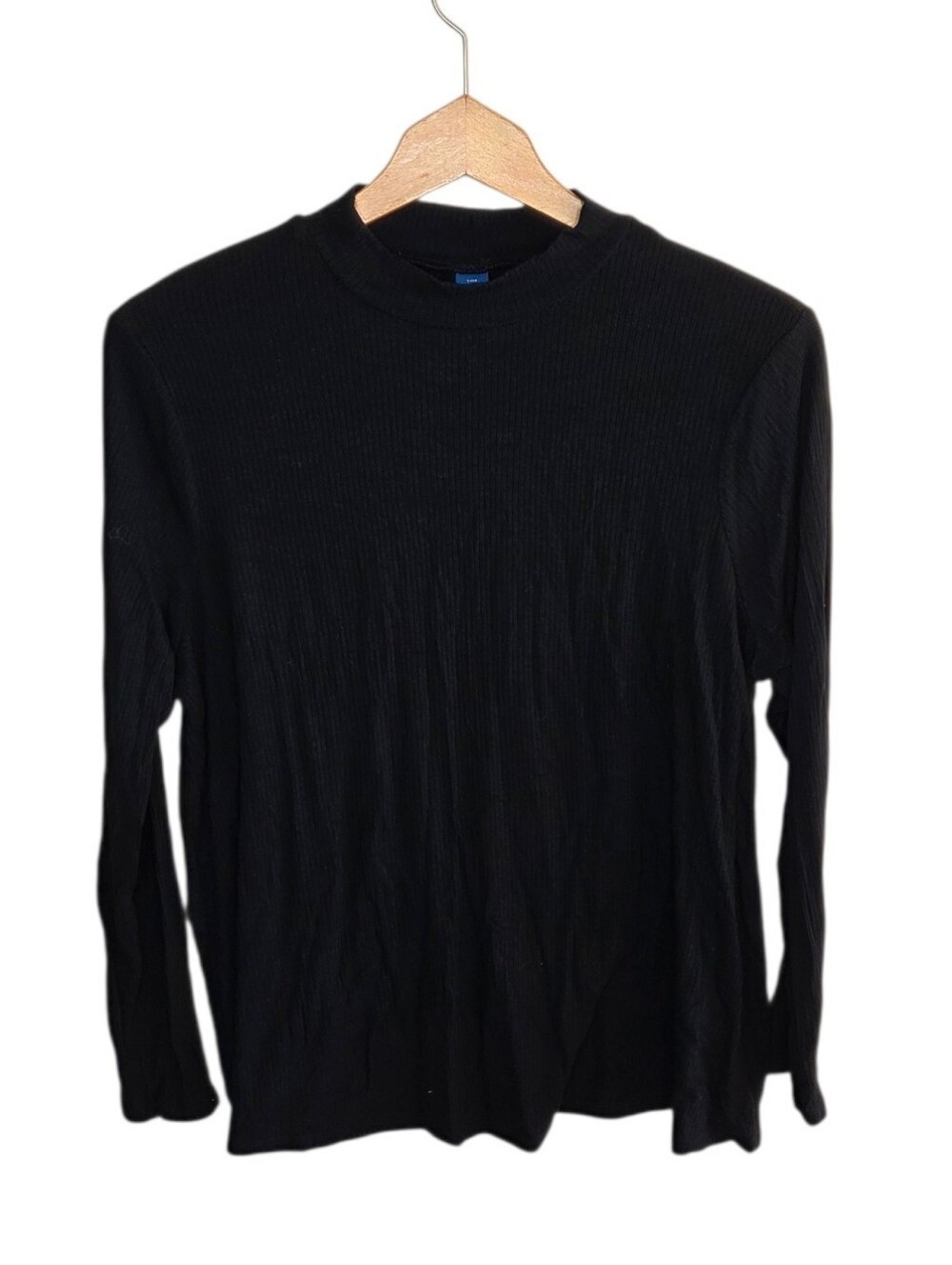 Old Navy Black Luxe Swing Ribbed Mockneck Tee Size Large Minimalist Basic